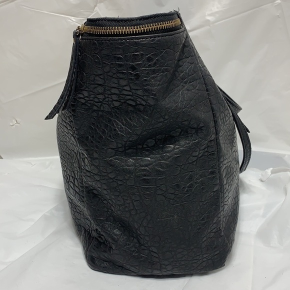 NICOLE By Nicole Miller Black Faux Debossed Leather Tote with Magnetic Snap - Picture 8 of 12